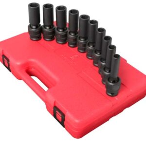 1/2" Dr. 10 Pc. Metric Universal Deep Impact Socket Set