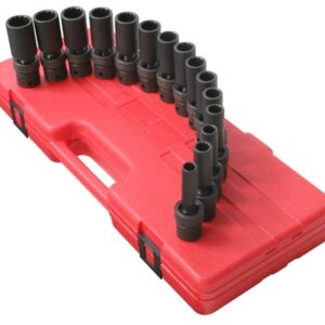 1/2" Dr. 12 Pt. 15 Pc. Metric Universal Deep Impact Socket Set