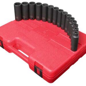 1/2" Dr. 12 Pt. 15 Pc. Metric Deep Impact Socket Set