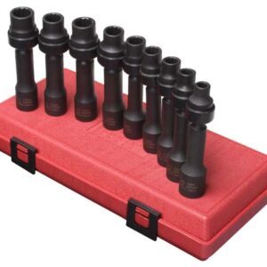 1/2" Dr. 12 Pt. 9 Pc. Metric Driveline Limited Clearance Impact Socket Set