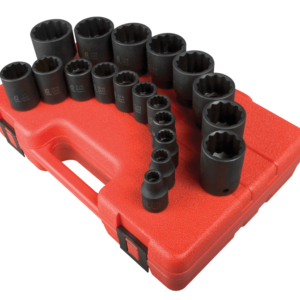 1/2" Dr. 12 Pt. 19 Pc. SAE Impact Socket Set