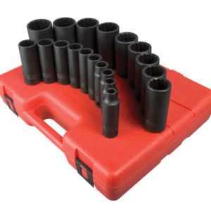 1/2" Dr. 12 Pt. 19 Pc. SAE Deep Impact Socket Set