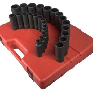 1/2" Dr. 12 Pt. 26 Pc. Metric Deep Impact Socket Set