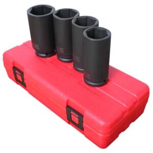 1/2" Dr. 4 Pc. Metric Deep Spindle Nut Impact Socket Set