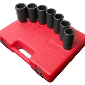 1/2" Dr. 7 Pc. Metric Deep Spindle Nut Impact Socket Set