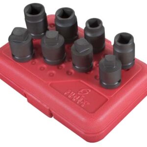 1/2" Dr. 8 Pc. Drain/Pipe Plug Impact Socket Set