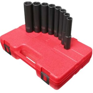 1/2" Dr. 8 Pc. SAE 5" Extra Long Deep Impact Socket Set