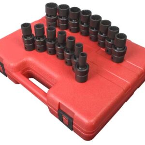 1/2" Dr. 12 Pt. 15 Pc. Metric Universal Impact Socket Set