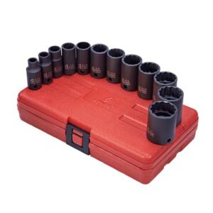 3/8" Dr. 12pt SAE Semi-Deep Impact Socket Set