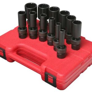 3/8" Dr. 12 Pt. 12 Pc. SAE Universal Deep Impact Socket Set