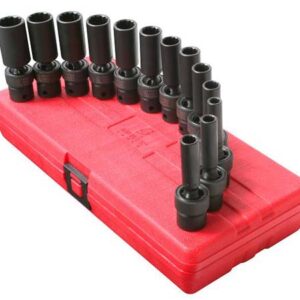 3/8" Dr. 12 Pt. 13 Pc. Metric Universal Deep Impact Socket Set