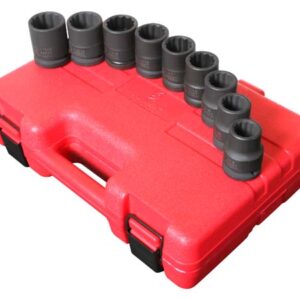 3/4" Dr. 12 Pt. 9 Pc. SAE Thin Wall Impact Socket Set