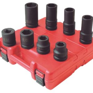 1" Dr. 8 Pc. SAE & Metric Wheel Service Impact Socket Set