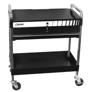 Service Cart w/Locking Top and Locking Drawer-Black