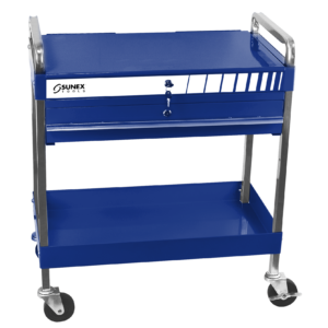 Service Cart w/Locking Top and Locking Drawer-Blue